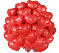 Red Heart Shape Balloons 10 Inch 50 Pack for Wedding Anniversaries, Valentines, Proposals, Bridal Shower, Party Decoration - Romantic Love