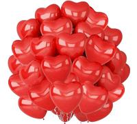 Red Heart Shape Balloons - 12 Inch Heart Balloons, 100 Pack for Wedding, Anniversaries, Valentine's, Proposals & Bridal Showers