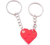 Red Heart Shaped Building Block Keyring Chain Heart Locket Amulet Lovers Heart Personality Pendant Friendship Necklace Jewellery Made by Lego Elements for Couples Lovers Girlfriend,Novelty Pendants