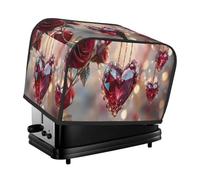 Red Heart-Shaped Pendant Toaster Cover 2 Slice Kitchen Small Appliance Covers With Pockets Dust And Fingerprint Protectio