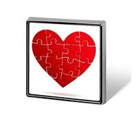 Red Heart-shaped Puzzle Piece Style Unisex Brooches & Pins Square Lightweight Lapel Badge Jewelry for Clothing Shawl Hat
