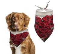 Red Heart-Shaped Roses Easter Dog Bandanas for Small Medium Large Dogs,Cat Dogs,Pet Scarf - Polyester Cute Bibs.Triangle Pet Scarf for Puppy Pet,Personalized Birthday/Party Fun Idea Gift