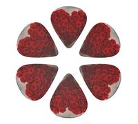 Red Heart-Shaped Roses Print Guitar Picks 6 Pack With Organizer Storage Bag 0.46 0.71 0.96mm Guitar Plectrums Guitars Accessories For Bass Electric Acoustic Guitars