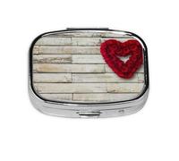 Red Heart-Shaped Roses Printed,Meta Pill Box 2 Compartment Medicine Case,Portable Organizer,Rectangle Meta Portable Organizer Pill Box 2420 Compartment Medicine Case