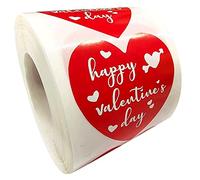 Red Heart Shaped Sticker Labels 2 Inch - Love Heart Stickers Valentine's Day Gift Stickers 500 Labels Per Roll (Red)