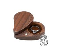 (Red) Heart Shaped Wooden Jewelry Box Wooden Heart Shaped Small Ring Box Jewelry Gift Box Trinket Box For Proposal Wedding Engagement