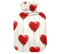 Red Heart Simple Cute hot Water Bottle with Soft Cover, 2L hot compresses for The Body for Hot and Cold Therapies,Hot and Cold Therapies,Bolsa Caliente para Dolores musculares