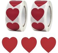 Red Heart Stickers, 1000 PCS Red Self-Adhesive Labels, Glossy Paper Stickers for DIY Crafts, Gift Bags, Cards, Envelopes, Perfect for Your Creations(2 Roll)