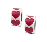 Red Heart Stickers, 1000pcs 2Rolls 25mm Love Heart Stickers Glitter Heart Stickers Label Valentine's Day Adhesive Stickers for Craft DIY Envelopes Cards Present Boxes Party Favor
