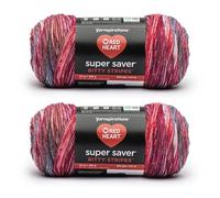Red Heart Super Saver Bitty Stripes Love Bug Yarn - 2 Pack of 283g/10oz - 100% Acrylic - #4 Worsted (Medium) - 515 Yards - Knitting/Crochet
