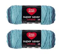Red Heart Super Saver Jumbo Blue Tiful Ombre Yarn - 2 Pack of 283g/10oz - Acrylic - 4 Medium (Worsted) - 482 Yards - Knitting/Crochet