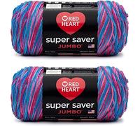 Red Heart Super Saver Jumbo Bonbon Yarn - 2 Pack of 283g/10oz - Acrylic - 4 Medium (Worsted) - 482 Yards - Knitting/Crochet