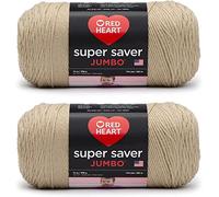 Red Heart Super Saver Jumbo Buff Yarn - 2 Pack of 396g/14oz - Acrylic - 4 Medium (Worsted) - 744 Yards - Knitting/Crochet