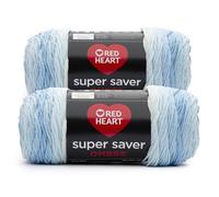 Red Heart Super Saver Jumbo Light Blue Yarn - 2 Pack of 10oz/283g - 100% Acrylic - #4 Worsted (Medium) - 482 Yards - Knitting/Crochet
