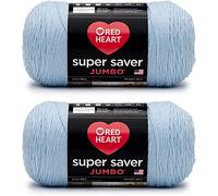Red Heart Super Saver Jumbo Light Blue Yarn - 2 Pack of 396g/14oz - Acrylic - 4 Medium (Worsted) - 744 Yards - Knitting/Crochet