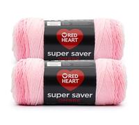 Red Heart Super Saver Jumbo Light Pink Yarn - 2 Pack of 10oz/283g - 100% Acrylic - #4 Worsted (Medium) - 482 Yards - Knitting/Crochet