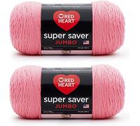 Red Heart Super Saver Jumbo Perfect Pink Yarn - 2 Pack of 396g/14oz - Acrylic - 4 Medium (Worsted) - 744 Yards - Knitting/Crochet