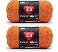 Red Heart Super Saver Jumbo Pumpkin Yarn - 2 Pack of 396g/14oz - Acrylic - 4 Medium (Worsted) - 744 Yards - Knitting/Crochet