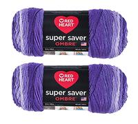 Red Heart Super Saver Jumbo Violet Ombre Yarn - 2 Pack of 283g/10oz - Acrylic - 4 Medium (Worsted) - 482 Yards - Knitting/Crochet
