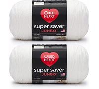 Red Heart Super Saver Jumbo Yarn, 2 Pack, White 2 Count