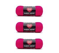 Red Heart Super Saver Metallic Fuchsia Yarn - 3 Pack of 5oz/142g - Acrylic - 4 Medium (Worsted) - 255 Yards - Knitting/Crochet