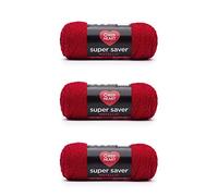 Red Heart Super Saver Metallic red Yarn - 3 Pack of 5oz/142g - Acrylic - 4 Medium (Worsted) - 255 Yards - Knitting/Crochet