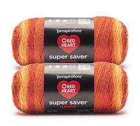 Red Heart Super Saver Ombre Crochet Yarn for Crocheting, Marigold, 2-Pack