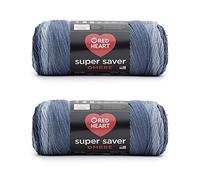 Red Heart Super Saver Ombre Navy Yarn - 2 Pack of 10oz/283g - Acrylic - 4 Medium (Worsted) - 482 Yards - Knitting/Crochet