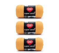 Red Heart Acrylic Yarn Super Saver – Pack of 3, Saffron, 7 oz (198 g), 4 Medium (Worsted), 364 yd
