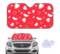 Red Heart Valentine Car Windscreen Cover Sunshades, Frost Car Windshield Cover Winter, Accessories Windshield Frost New Driver Gifts Screen Protector From Ice for Suv Van (140× 70 cm)
