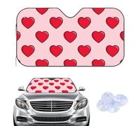 Red Heart Valentine Windscreen Cover Sunshades, Frost Window Screen Cover for Winter, Car Accessories Anti Frost Windscreen Car Gifts Screen Protector From Ice Windshield for Suv Van (140× 70 cm)