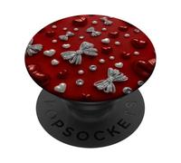 Red Hearts and Bows Elegant Valentine PopSockets Adhesive PopGrip