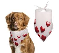 Red Hearts Dog Bandana Washable & Adjustable Triangle Scarf, Breathable Pet Scarf for Small Medium Large Pets, Cute Fashion Pet Accessory