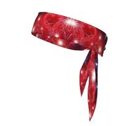 Red Hearts Firework Print Headband For Men Women,Wicking Sweatband,Head Tie For Tennis,Gym Workout Sweat Headbands