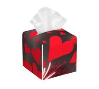 Red Hearts Firework Print Leather Tissue Box Cover â€“ Elegant Bathroom, Living Room, Table, Desk, Office, Car Organizer Holder