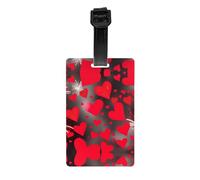 Red Hearts Firework Print Luggage Tag â€“ Full-Back Privacy Cover Suitcase ID Label for Women & Men, PVC Travel Name ID Tag