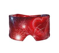 Red Hearts Firework Print Sleep Eye and Ear Muffs Mask - Soft & Breathable, Ideal for Travel, Meditation, and Nighttime Use