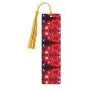 Red Hearts Firework Print Wooden Bookmark Bookmarks with Tassels Book Marks for Reading Hardcover Books Notebooks