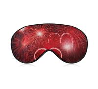 Red Hearts Fireworks Eye Mask, Side Sleeping Mask Light Blindfold Sleeping Mask Nose Pad and Elastic Band for Children Women and Men