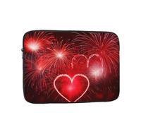 Red Hearts Fireworks Laptop Case 15 inch, Shockproof Protective Computer Sleeve Cover Water Resistant Laptop Bag Carrying Tablet Cover Briefcase Handbags Gifts for Men Women