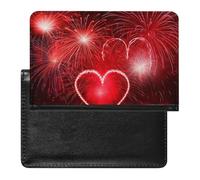 Red Hearts Fireworks Passport Cover Protector Rfid Blocking Passport Holder Id Card Holder Secure Travel Wallet Organizer for Passport Tickets Credit Cards, style, One Size