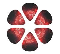 Red Hearts Fireworks Print Guitar Picks 6 Pack With Organizer Storage Bag 0.46 0.71 0.96mm Guitar Plectrums Guitars Accessories For Bass Electric Acoustic Guitars