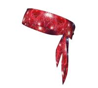 Red Hearts Fireworks Print Headband For Men Women,Wicking Sweatband,Head Tie For Tennis,Gym Workout Sweat Headbands