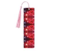 Red Hearts Fireworks Print Wooden Bookmark Bookmarks with Tassels Book Marks for Reading Hardcover Books Notebooks