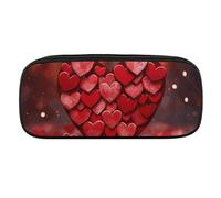 Red Hearts Love Pencil Case Waterproof Leather Pencil Pouch Multi-purpose Aesthetic Makeup Bag Cute Pen Bag Large Cosmetic Bag for Office Stationery, Travel