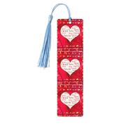 Red Hearts Love Print 5pcs Wooden Bookmark for Men Women, Bookmarks with Tassel, Bookmarks Gifts for Book Lovers