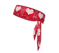 Red Hearts Love Print Headband For Men Women,Wicking Sweatband,Head Tie For Tennis,Gym Workout Sweat Headbands