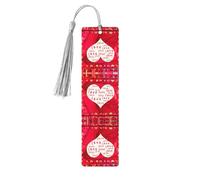Red Hearts Love Print Wooden Bookmark Bookmarks with Tassels Book Marks for Reading Hardcover Books Notebooks