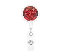 Red Hearts Love Retractable Badge Reel Holder with Clip and Keychain Name Badge Reel Funny Cute Badge Clips Id Card Badge Holder for Office Worker Doctor Nurse