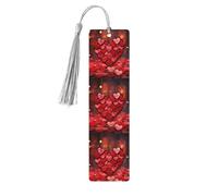 Red Hearts Love Wood Bookmarks with Tassels,Pendant Unique Handmade Craft DIY Wooden Bookmarks Cute Wood Hanging Tags Ornaments for Book Lovers Birthday Teachers Gift
